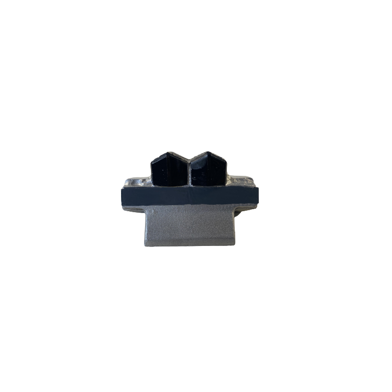 Reinforced two-point adaptable hammer for Bugnot stone crushers
