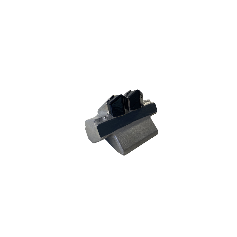 Reinforced two-point adaptable hammer for Bugnot stone crushers
